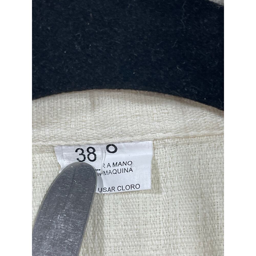 Vintage Mexican Guayabera Shirt Mens Medium 38 Off White Linen Embroidered - Picture 3 of 8